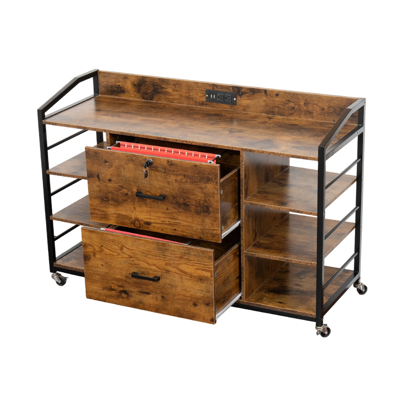 钢木文件柜,带锁轮和插件