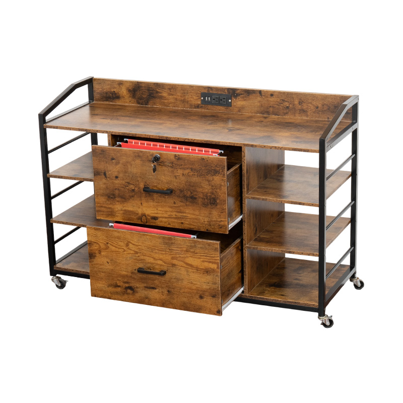 钢木文件柜,带锁轮和插件