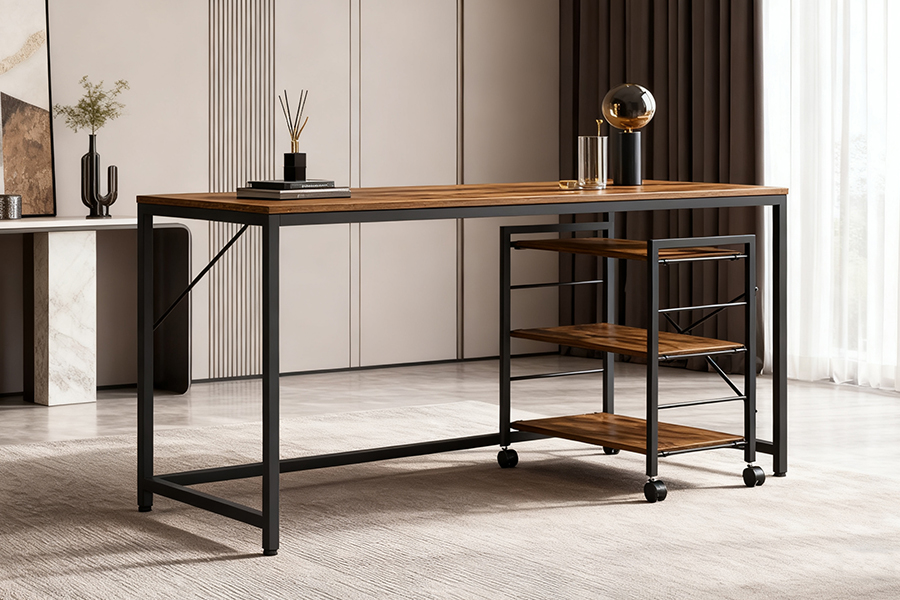 工业风格与自然木质感觉的碰撞。